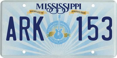 MS license plate ARK153