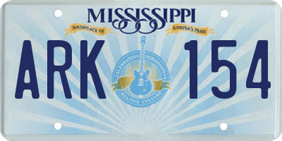 MS license plate ARK154