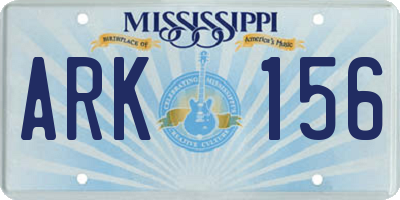 MS license plate ARK156