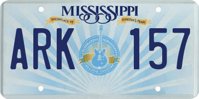 MS license plate ARK157