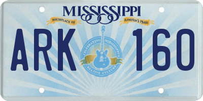 MS license plate ARK160