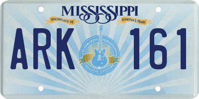 MS license plate ARK161