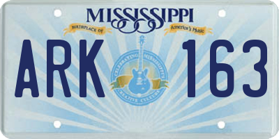 MS license plate ARK163