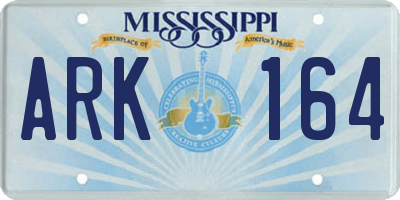 MS license plate ARK164