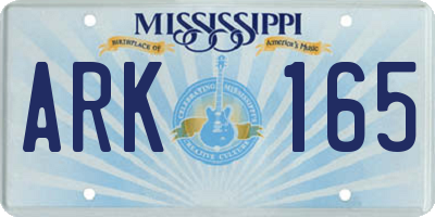 MS license plate ARK165