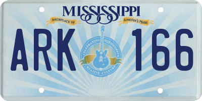 MS license plate ARK166