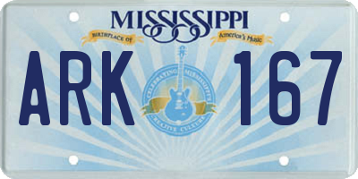 MS license plate ARK167