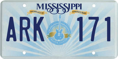 MS license plate ARK171
