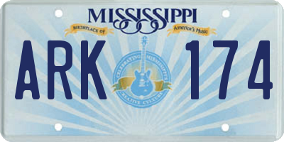 MS license plate ARK174