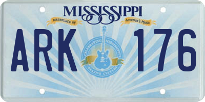 MS license plate ARK176