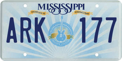 MS license plate ARK177