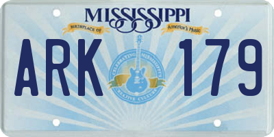 MS license plate ARK179