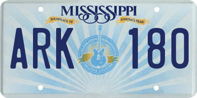 MS license plate ARK180