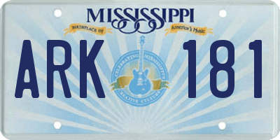 MS license plate ARK181