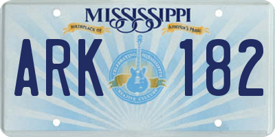 MS license plate ARK182