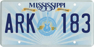 MS license plate ARK183