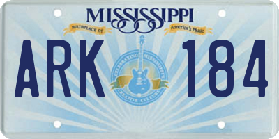 MS license plate ARK184