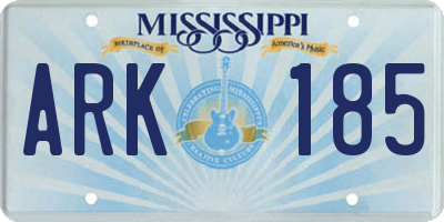 MS license plate ARK185