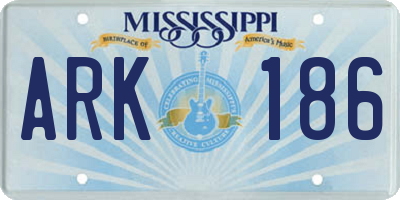 MS license plate ARK186