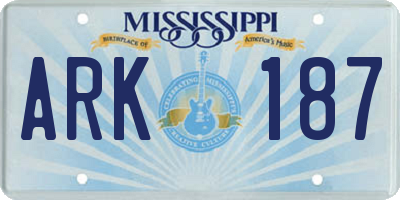 MS license plate ARK187
