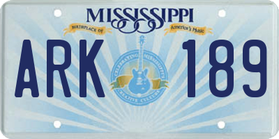 MS license plate ARK189