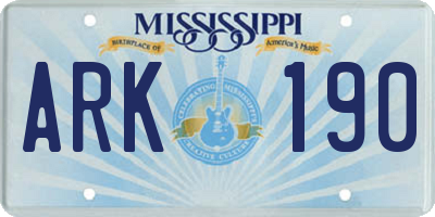 MS license plate ARK190