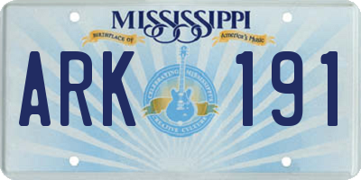 MS license plate ARK191