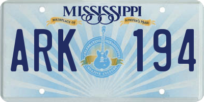 MS license plate ARK194
