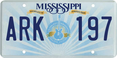 MS license plate ARK197
