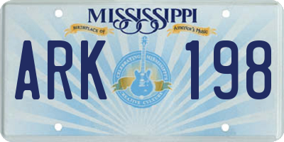 MS license plate ARK198