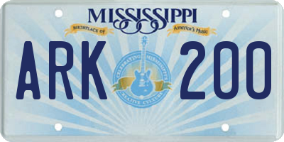 MS license plate ARK200