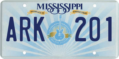 MS license plate ARK201