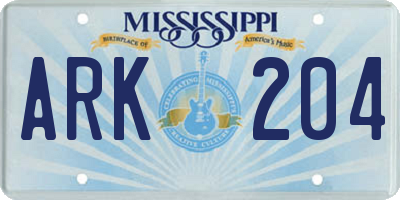 MS license plate ARK204