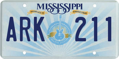 MS license plate ARK211
