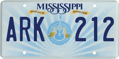 MS license plate ARK212