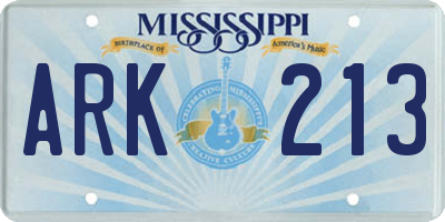 MS license plate ARK213