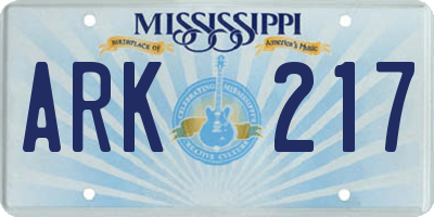 MS license plate ARK217