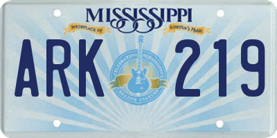 MS license plate ARK219