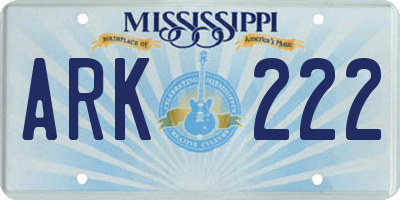 MS license plate ARK222