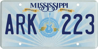 MS license plate ARK223