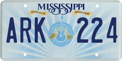 MS license plate ARK224