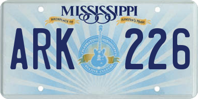 MS license plate ARK226