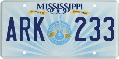 MS license plate ARK233