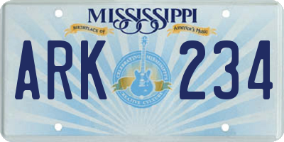 MS license plate ARK234