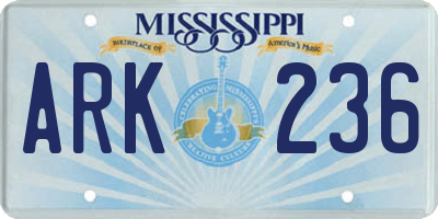 MS license plate ARK236