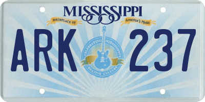 MS license plate ARK237