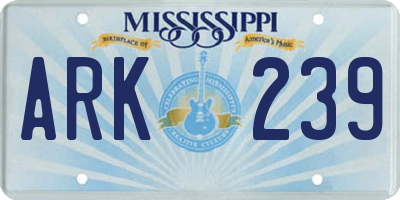 MS license plate ARK239