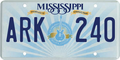 MS license plate ARK240