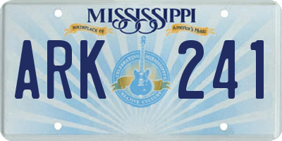 MS license plate ARK241