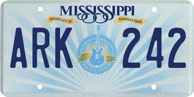 MS license plate ARK242